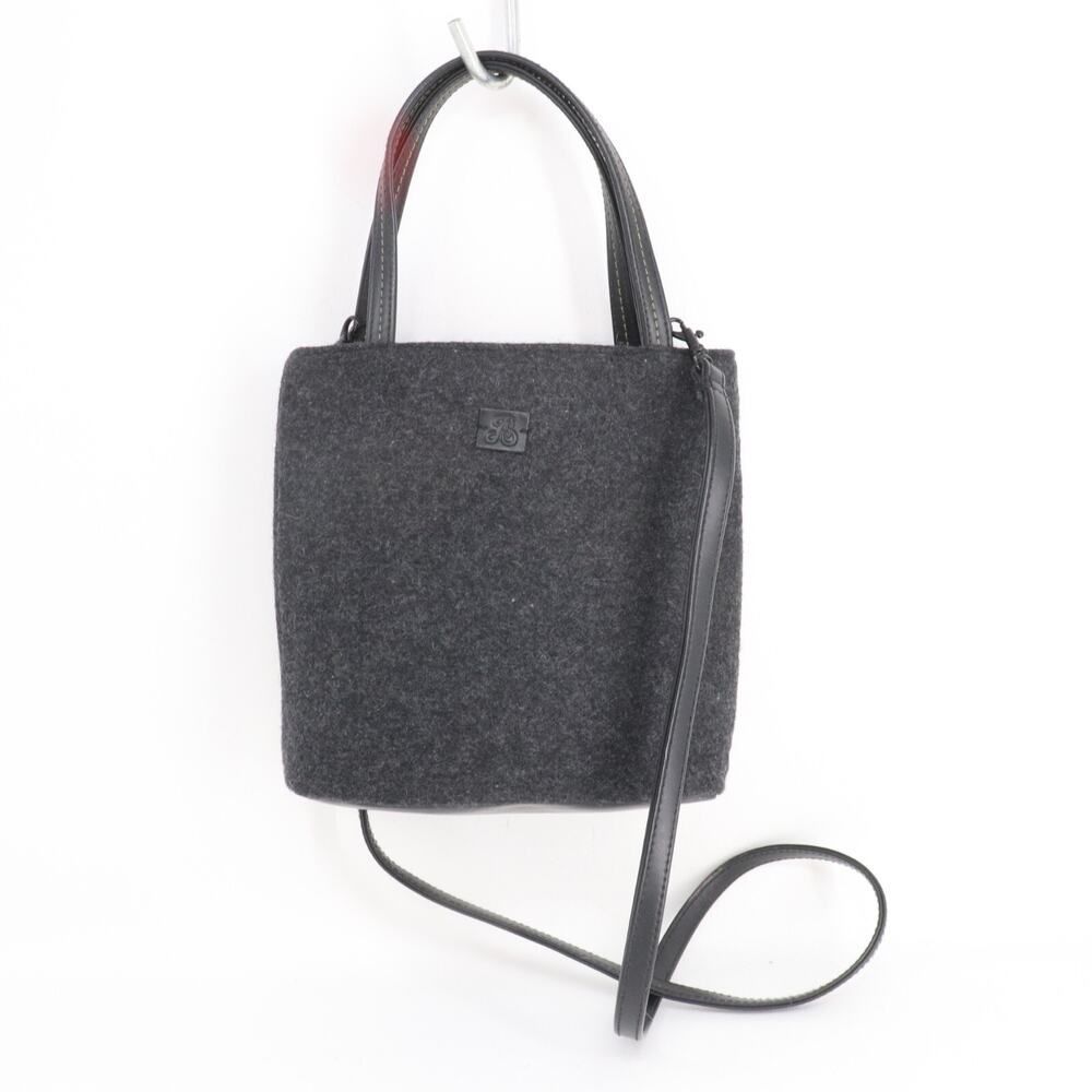 Jaclyn Smith Crossbody Handbag Women Gray Felt Faux Leather Purse Shoulder Bag